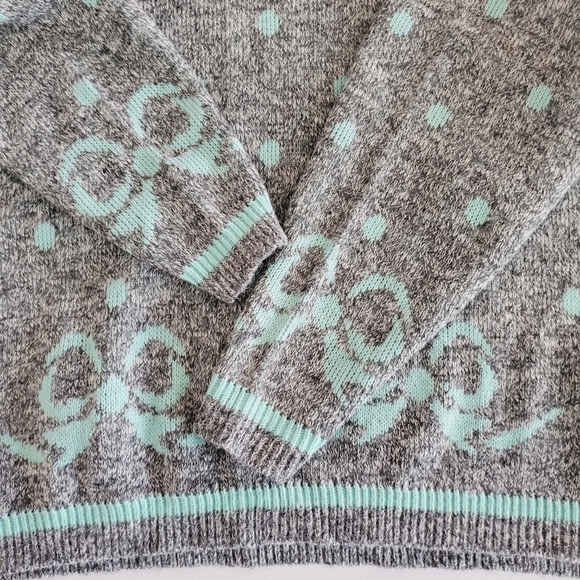 BA02 * Maude & Claire Polka Dot Bow Sweater Gray Size Unknown Vintage - Picture 5 of 8